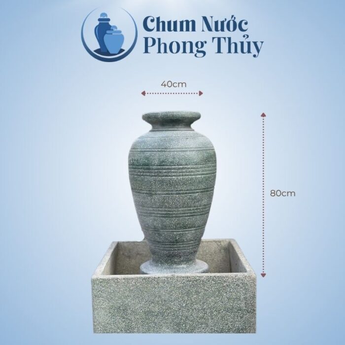 Bộ Ba Chum Nước Trang Trí Sân Vườn Đá Mài Xanh CN-18