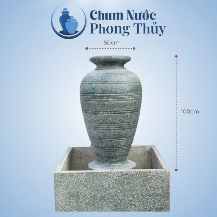 Bộ Ba Chum Nước Trang Trí Sân Vườn Đá Mài Xanh CN-18