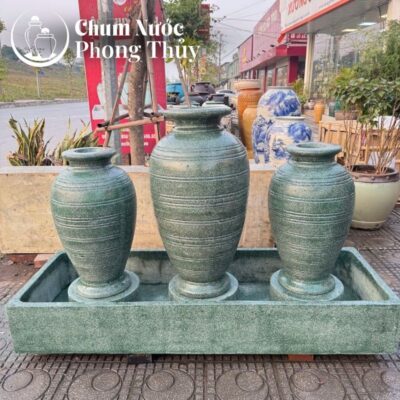 Bộ Ba Chum Nước Trang Trí Sân Vườn Đá Mài Xanh CN-18