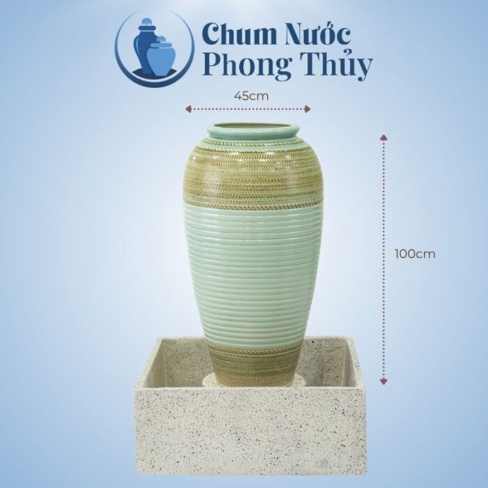 Bộ Ba Lu Nước Trang Trí Tiểu Cảnh Men Màu Xanh Ngọc Thổ Cẩm CN-15