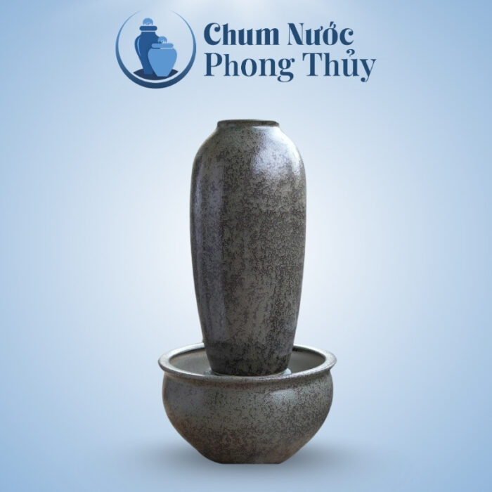 Bộ Lu Chậu Trang Trí Sân Vườn Men Gấm Mun 3 Size CN-18