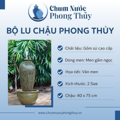 đặc điểm Đài Phun Nước Gốm Sứ Bát Tràng Men Gấm Ngọc 2 Size CN-19