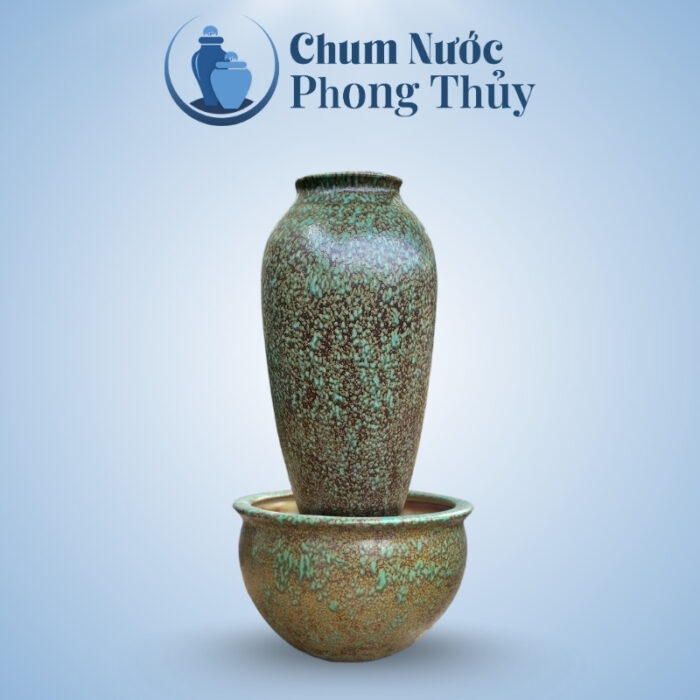 Đài Phun Nước Gốm Sứ Bát Tràng Men Gấm Ngọc 2 Size CN-19
