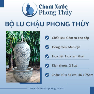 đặc điểm Bộ Lu Chậu Trang Trí Tiểu Cảnh Men Rạn Hoa Tam Thái 3 Size CN-16