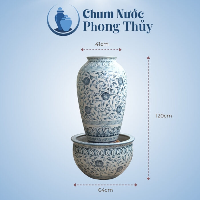 kích thước Bộ Lu Chậu Trang Trí Tiểu Cảnh Men Rạn Hoa Tam Thái 3 Size CN-16