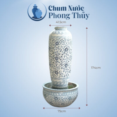 kích thước Bộ Lu Chậu Trang Trí Tiểu Cảnh Men Rạn Hoa Tam Thái 3 Size CN-16