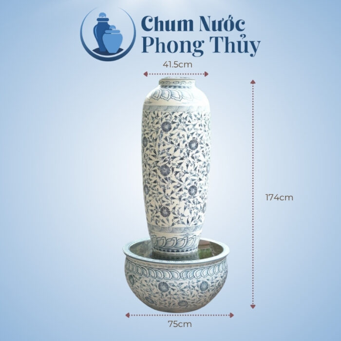 kích thước Bộ Lu Chậu Trang Trí Tiểu Cảnh Men Rạn Hoa Tam Thái 3 Size CN-16