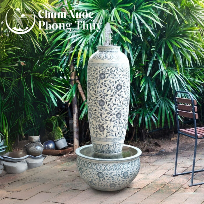 chi tiết Bộ Lu Chậu Trang Trí Tiểu Cảnh Men Rạn Hoa Tam Thái 3 Size CN-16