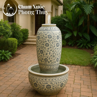 chi tiết Bộ Lu Chậu Trang Trí Tiểu Cảnh Men Rạn Hoa Tam Thái 3 Size CN-16