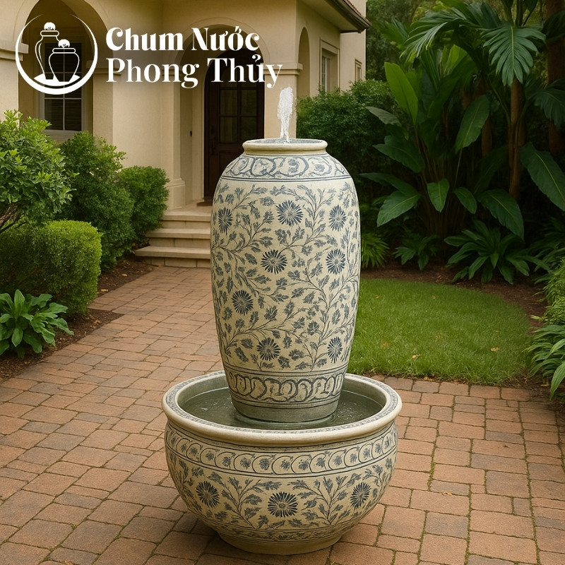 chi tiết Bộ Lu Chậu Trang Trí Tiểu Cảnh Men Rạn Hoa Tam Thái 3 Size CN-16