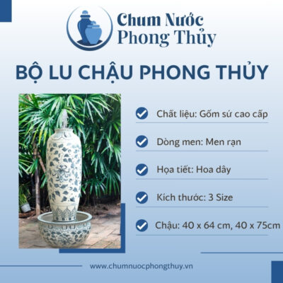 đặc điểm Đài phun nước phong thủy men rạn hoa phù dung CN-20