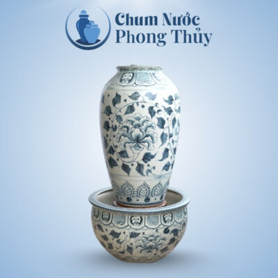 Đài Phun Nước Phong Thủy Men Rạn Hoa Phù Dung CN-20
