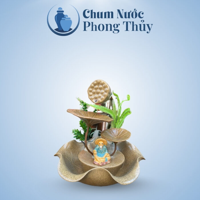 Bộ Thác Nước Phong Thủy Trang Trí Tiểu Cảnh Sen Đồng Nâu TN-15