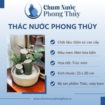 đặc điểm Tiểu Cảnh Trúc Mini Thác Nước Phong Thủy Men Hỏa Biến TN-17