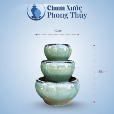 kích thước Đài Phun Nước Men Hỏa Biến Xanh Lục TN-18