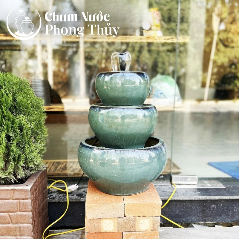 chi tiết Đài Phun Nước Men Hỏa Biến Xanh Lục TN-18