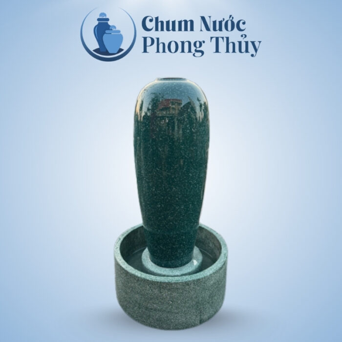 Bộ Đơn Lu Nước Phong Thủy Men Xanh Ngọc Vân Đá Chậu Tròn CN-13