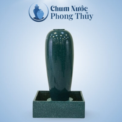 Bộ Đơn Chum Nước Gốm Sứ Men Màu Xanh Ngọc Vân Đá Chậu Vuông CN-03