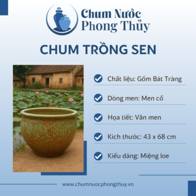 đặc điểm Chậu trồng sen phong thủy gốm sứ Bát Tràng men cổ