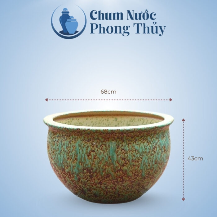 kích thước Chum Trồng Sen Phong Thủy Gốm Sứ Men Cổ CS-10