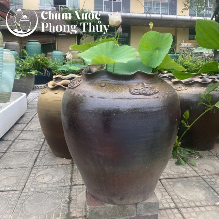 chi tiết Áng Trồng Sen Tai Bèo Họa Tiết Dây Hoa Phù Dung CS-01