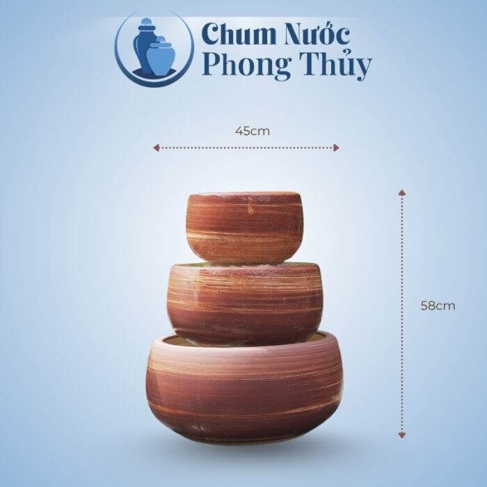 kích thước Đài Phun Nước Mini Men Hỏa Biến Vân Nâu TN-22