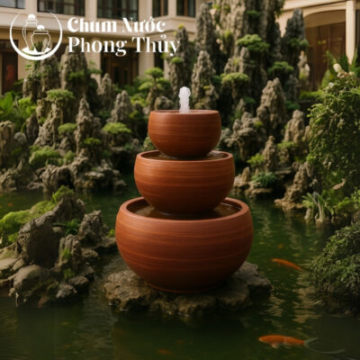 chi tiết Đài Phun Nước Mini Men Hỏa Biến Vân Nâu TN-22