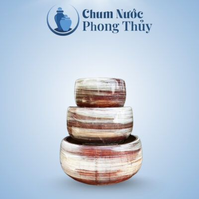 Bộ Thác Phun Nước Men Hỏa Biến Vân Nâu Phối Trắng TN-23