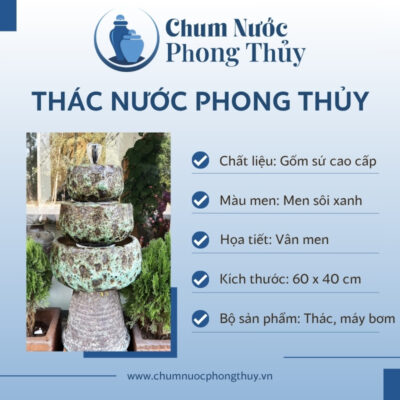 đặc điểm Bộ Thác Nước Gốm Sứ Men Sôi Xanh TN-19