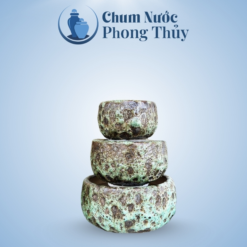 Bộ Thác Nước Gốm Sứ Men Sôi Xanh TN-19