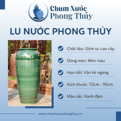đặc điểm Bộ Đơn Chum Nước Trang Trí Tiểu Cảnh Men Màu Vẽ Thổ Cẩm Vân Kẻ Chậu Vuông CN-07