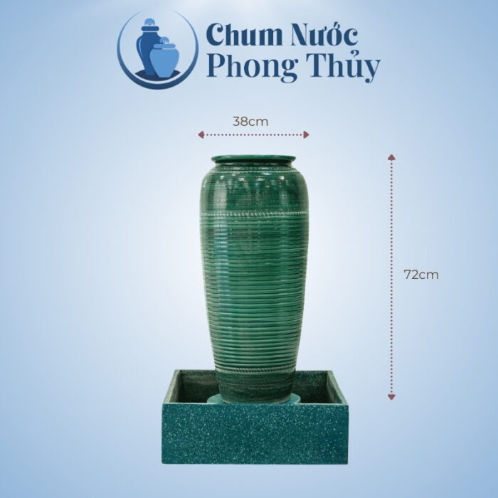 kích thước Bộ Đơn Chum Nước Trang Trí Tiểu Cảnh Men Màu Vẽ Thổ Cẩm Vân Kẻ Chậu Vuông CN-07
