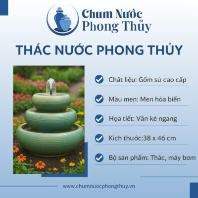 Bộ Thác Phun Nước Mini Men Xanh Kẻ Ngang TN-24
