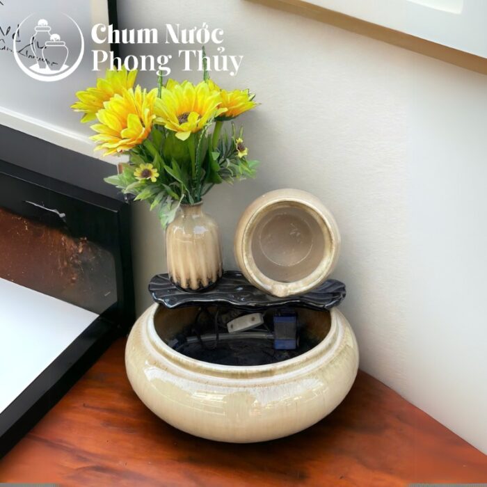 chi tiết Tiểu Cảnh Thác Nước Phong Thủy Bình Nan Gỗ CN-TN05