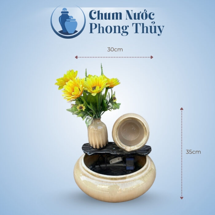 kích thước Tiểu Cảnh Thác Nước Phong Thủy Bình Nan Gỗ CN-TN05