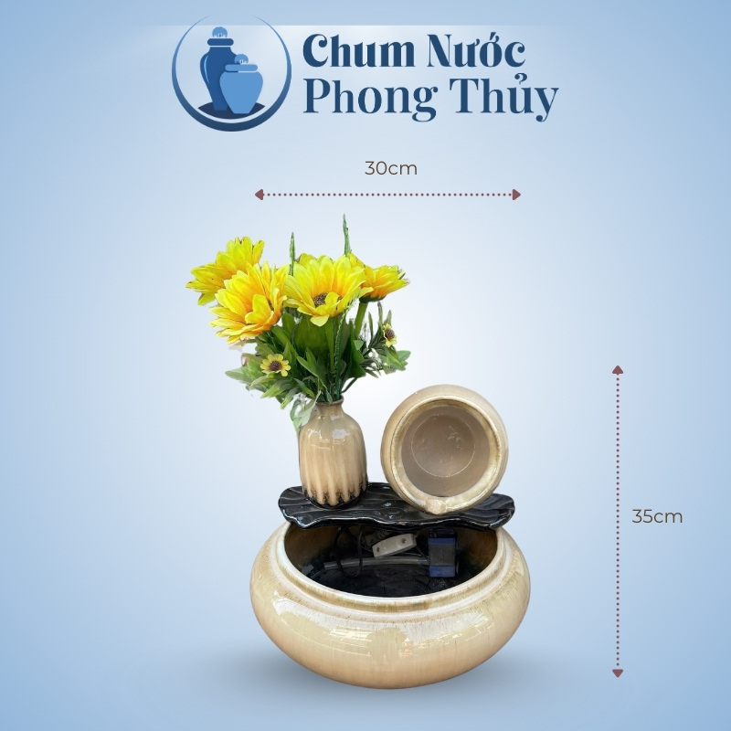kích thước Tiểu Cảnh Thác Nước Phong Thủy Bình Nan Gỗ CN-TN05