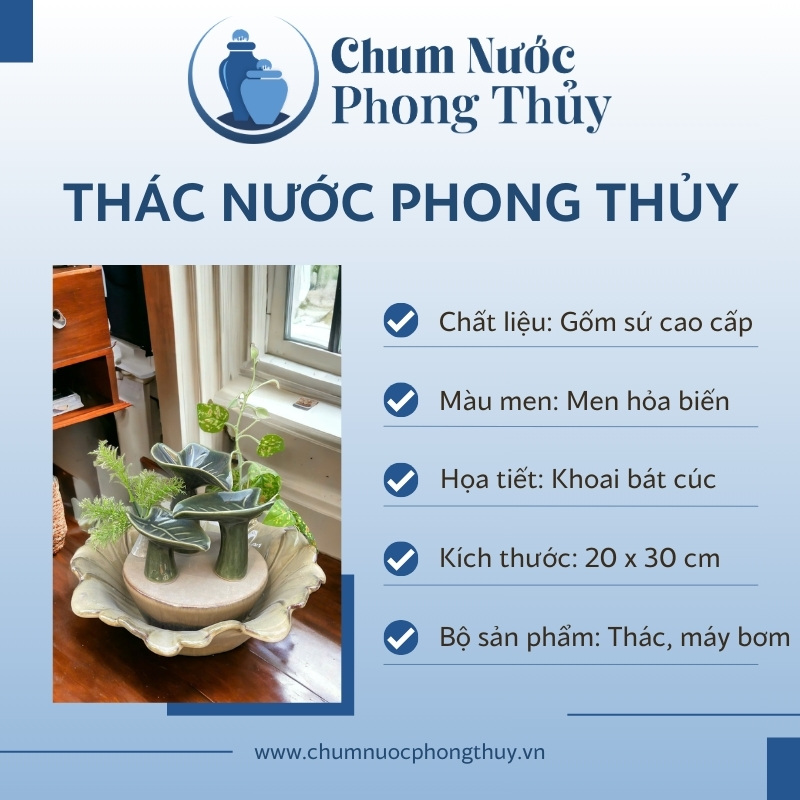 đặc điểm Thác Nước Phong Thủy Trang Trí Tiểu Cảnh Lá Khoai Bát Cúc CN-TN07