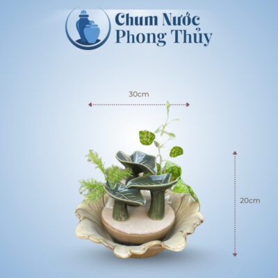 kích thước Thác Nước Phong Thủy Trang Trí Tiểu Cảnh Lá Khoai Bát Cúc CN-TN07