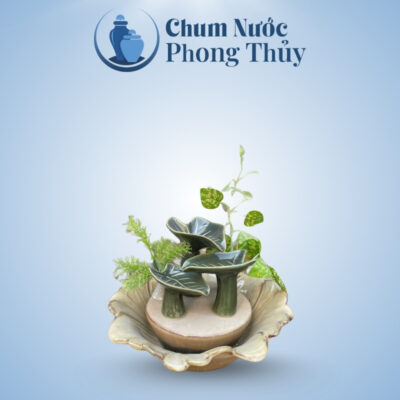 Thác Nước Phong Thủy Trang Trí Tiểu Cảnh Lá Khoai Bát Cúc CN-TN07