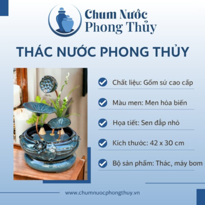 đặc điểm Bộ Thác Nước Trang Trí Tiểu Cảnh Sen Đắp Nhỏ Xanh TN-09