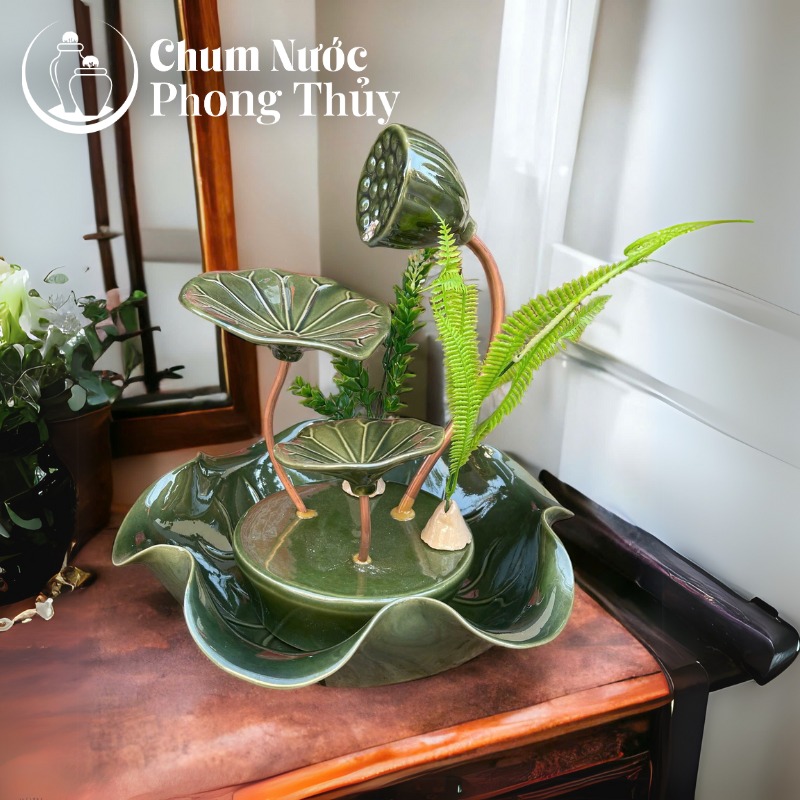chi tiết Bộ Thác Nước Tiểu Cảnh Sen Đồng Xanh CN-TN02