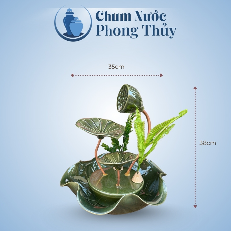 kích thước Bộ Thác Nước Tiểu Cảnh Sen Đồng Xanh CN-TN02