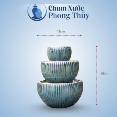 kích thước Thác Phun Nước Men Hỏa Biến Xanh Kẻ TN-21
