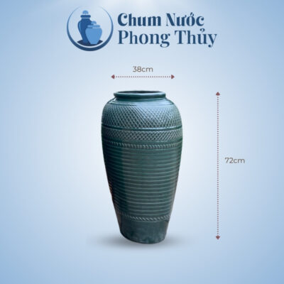 Bộ Ba Chum Nước Gốm Sứ Men Xanh Họa Tiết Sọc Chéo CN-19