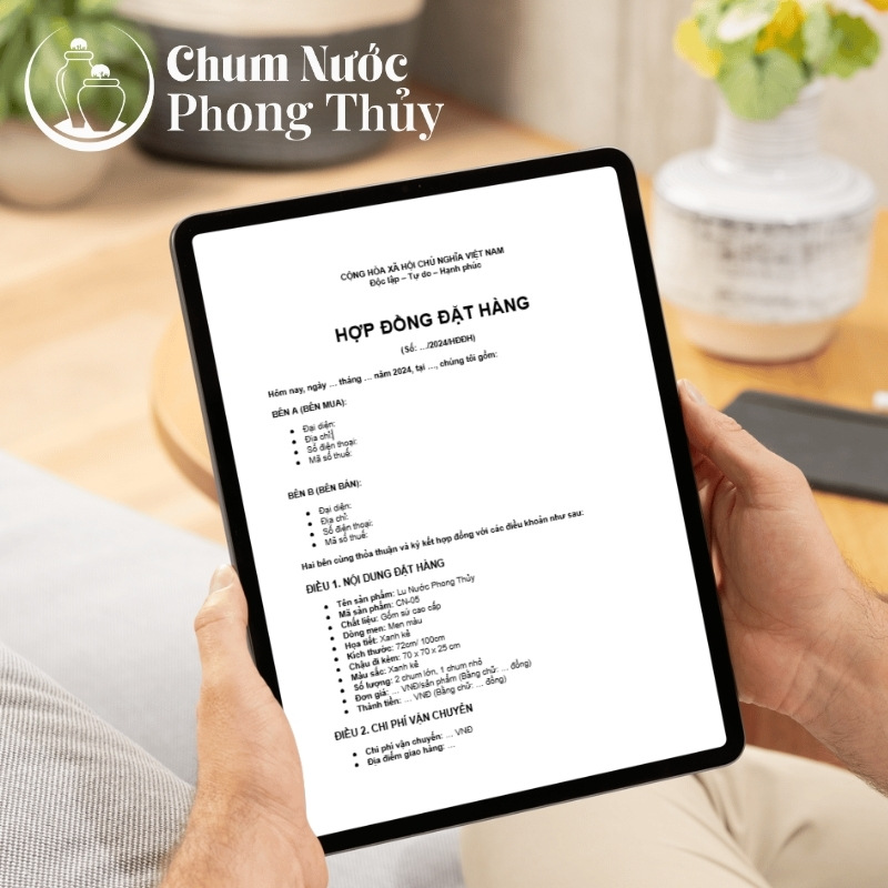 Kiểm tra hợp đồng đặt hàng chum nước phong thủy