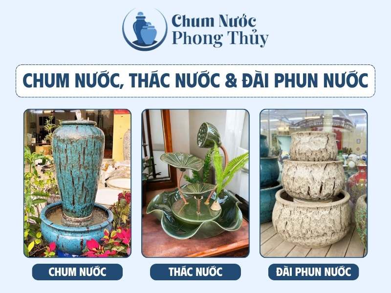 Sự khác biệt chum nước, thác nước và đài phun nước