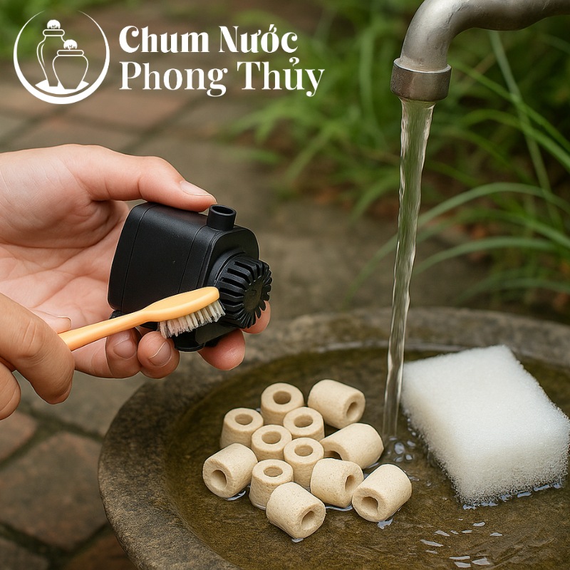 Vệ sinh chum nước, lu nước, thác nước