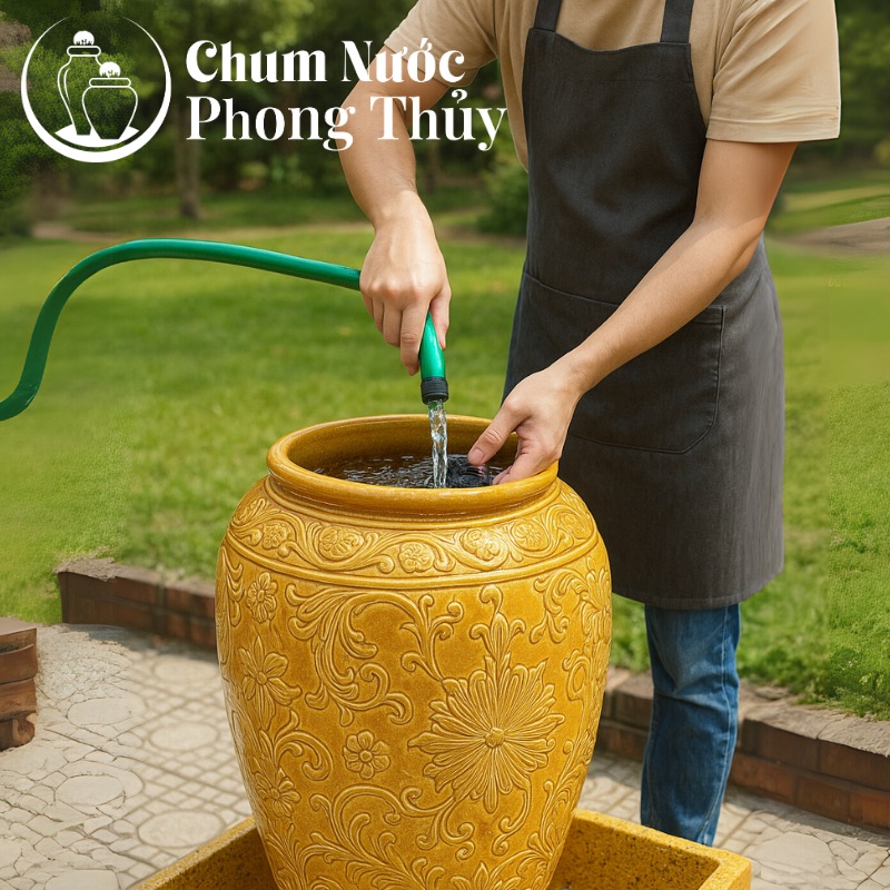 Vệ sinh chum nước, lu nước, thác nước