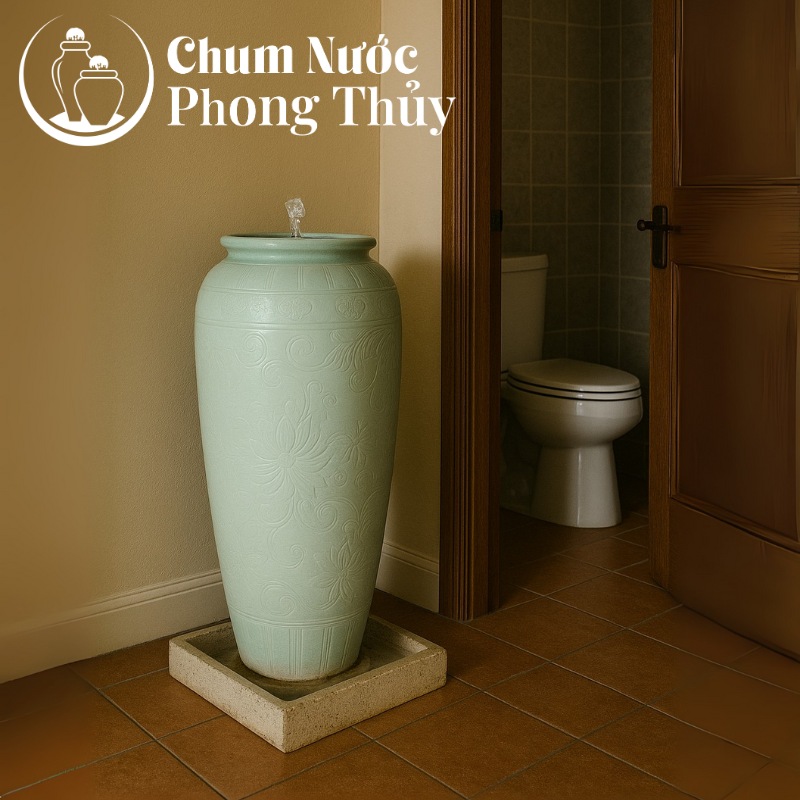 Chum nước đặt giữa cửa vào nhà chặn nguồn sinh khí