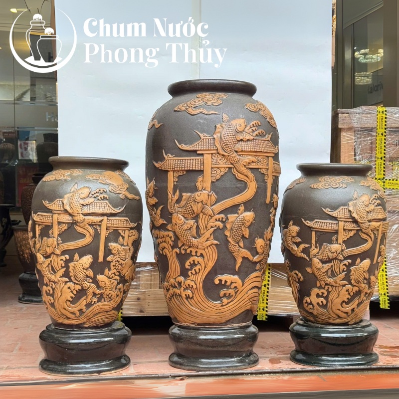 Lu nước họa tiết cá chép vượt vũ môn